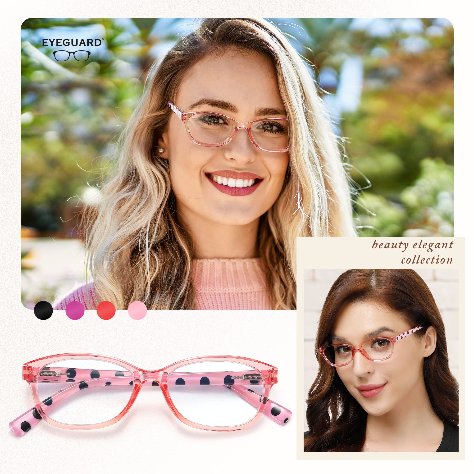 EYEGUARD Polka Dots Fashion Ladies Reading Glasses 4 Pairs Spring Hinge Readers for Women