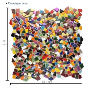 Lanyani Vibrant Broken Ceramic Tiles for Crafts Mosaics,Irregular Polished China Tile Scraps Stained Glass Pieces, Mixed Colors- 2Pounds/0.97 Square Foot