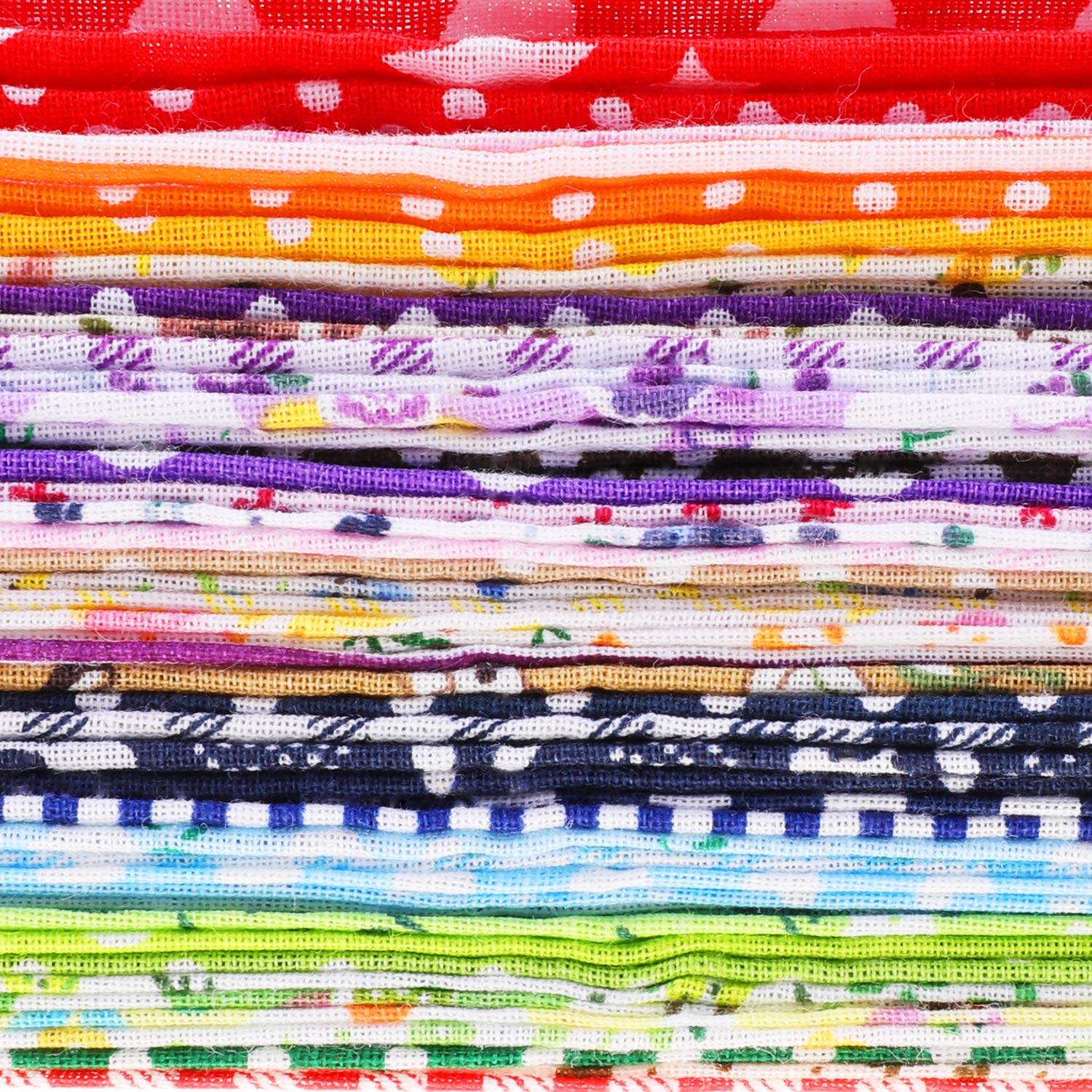 Konsait 56 Pieces 10x10'' Multi-Color Fabric Patchwork Cotton Mixed Squares Bundle Sewing Quilting Craft, Craft Fabric Bundle Squares Patchwork DIY Sewing Scrapbooking Quilting Dot Stripe