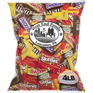 West End Foods Chocolate Candy (4 Pound) Bundle with Twix, Snickers, Milky Way, M&M's Milk & Peanut, Skittles, Starburst, Pinata Filler Party Favors