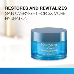 Neutrogena Hydro Boost Night Moisturizer for Face, Hyaluronic Acid Facial Serum for Dry Skin, Oil-Free and Non-Comedogenic, 1.7 oz