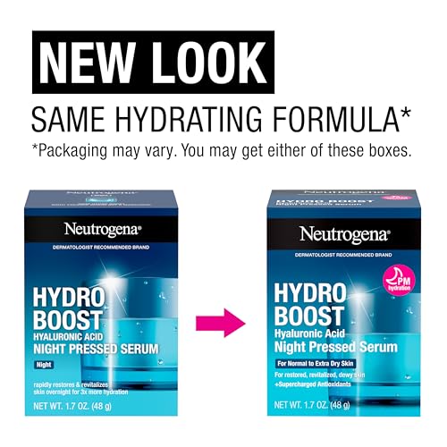 Neutrogena Hydro Boost Night Moisturizer for Face, Hyaluronic Acid Facial Serum for Dry Skin, Oil-Free and Non-Comedogenic, 1.7 oz