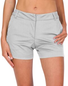 three sixty six womens golf shorts 4 ½ inch inseam - quick dry active shorts with pockets, athletic and breathable silver grey