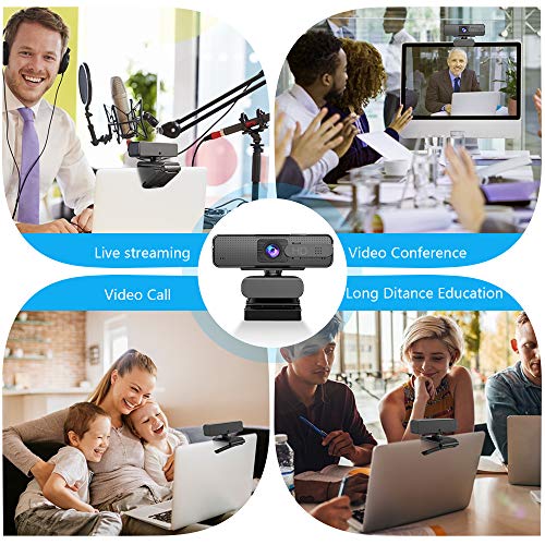 1080P Webcam with Microphone & Privacy Cover HD Autofocus USB Webcam Streaming Computer Web Camera Widescreen Video Web Cam PC Webcam for Desktop Mac Laptop Calling Recording Conferencing Gaming