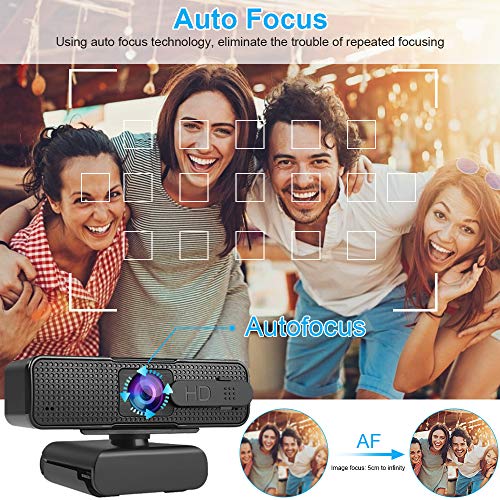 1080P Webcam with Microphone & Privacy Cover HD Autofocus USB Webcam Streaming Computer Web Camera Widescreen Video Web Cam PC Webcam for Desktop Mac Laptop Calling Recording Conferencing Gaming