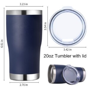 DOMICARE 20oz Tumbler with Lid Stainless Steel Tumblers Bulk, Double Wall Vacuum Insulated Coffee Travel Mug Powder Coated Tumbler, 8 Pack Navy