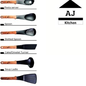 AJ Kitchen Utensils, Utensils Set, Cooking Utensils Set, Kitchen Utensils Set, 7-Pieces Nylon Utensil Sets with Rotating Stand, Non-Stick Cooking Utensils Set, Italian Design.