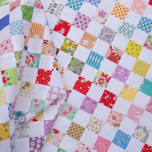 4" x 4" (10 x 10cm) 200 PCS 100% Precut Cotton Fabric Squares Fabric Bundles for Sewing Quilt Potholders DIY& Quilting Beginners