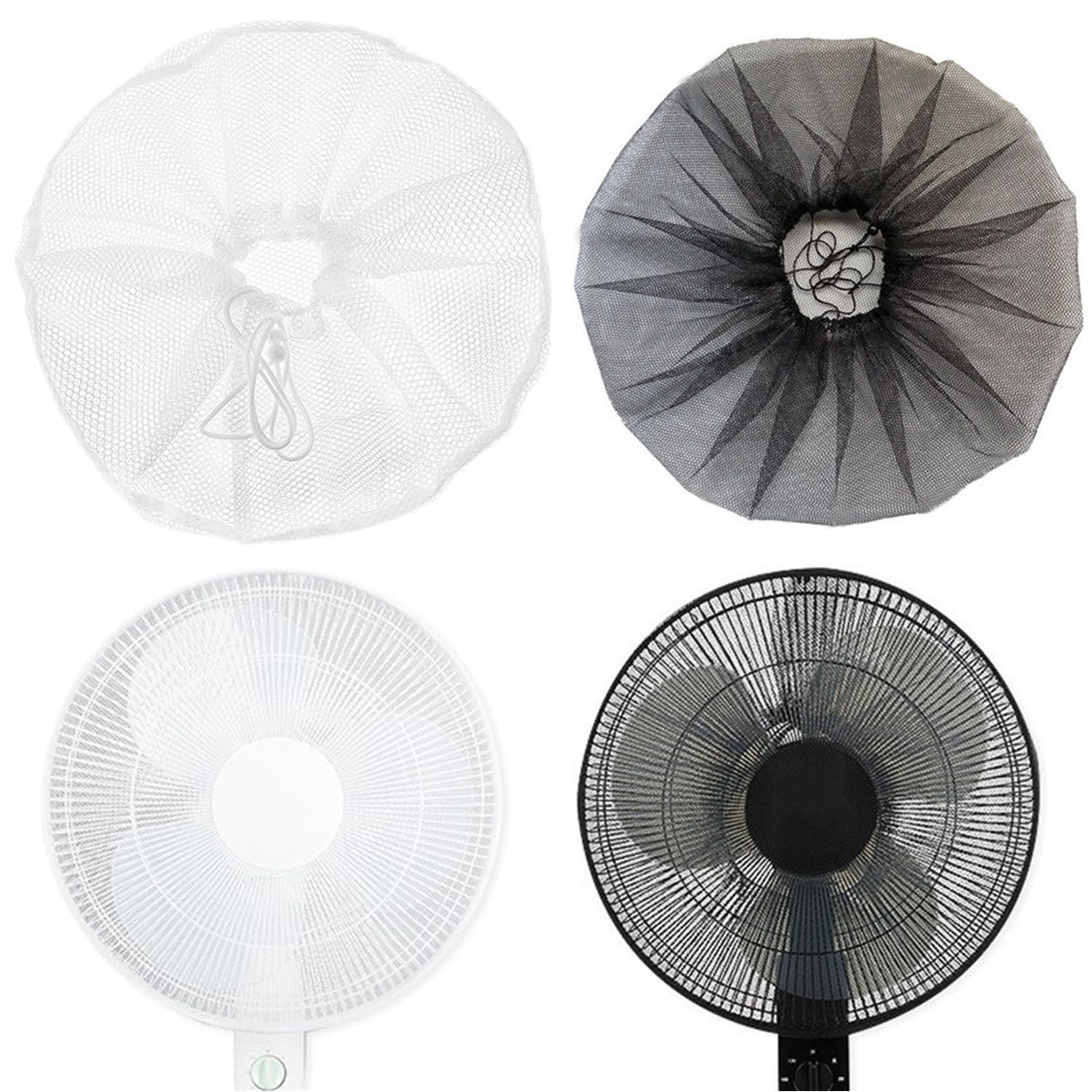 2 Pack-18" Fan Safety Protection Cover,Kid Children Finger Protect Fan Net Guard,Washable Pedestal Fan Dustproof Cover,Summer Home Fan Safety Dust Cover for Parents of Toddlers(1pcs/Black+1pcs/White)