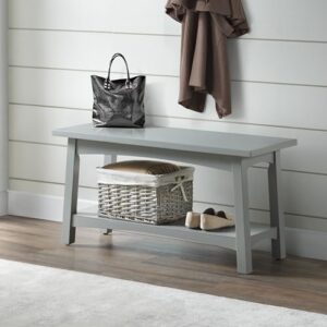 Alaterre Furniture Craftsbury 36" W Wood Entryway Bench, Gray