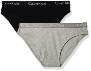 calvin klein women's motive cotton multipack bikini panty, black/gray heather, x-large