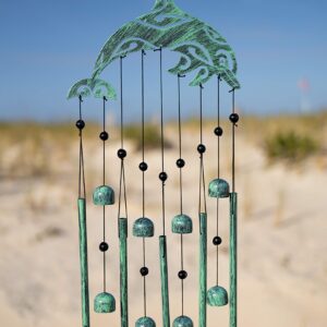 VP Home 28.5" H Tribal Dolphin Wind Chimes for Outside Unique Tribal Dolphin Windchimes for Outdoor Decorations Garden Decor Dolphin Cimes for Women, Mom, Grandma, Unisex