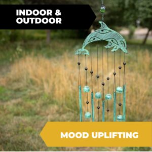 VP Home 28.5" H Tribal Dolphin Wind Chimes for Outside Unique Tribal Dolphin Windchimes for Outdoor Decorations Garden Decor Dolphin Cimes for Women, Mom, Grandma, Unisex