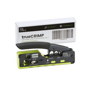 truecable all-in-one pass through rj45 crimp tool | works with cat5e, cat6, cat6a ethernet rj45 connectors, shielded & unshielded standard modular plugs | ethernet crimping tool | rj45 crimper