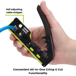 trueCABLE All-In-One Pass Through RJ45 Crimp Tool | Works with Cat5e, Cat6, Cat6A Ethernet RJ45 Connectors, Shielded & Unshielded Standard Modular Plugs | Ethernet Crimping Tool | RJ45 Crimper