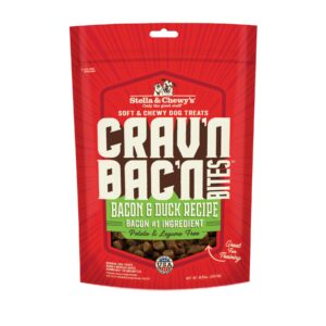 stella & chewy's crav'n bac'n dog treats bacon & duck recipe, 8.25 oz. bag