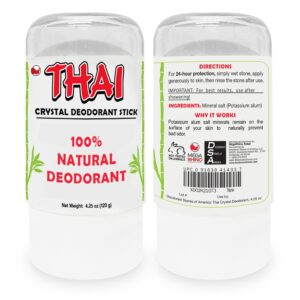 2-PACK Thai Crystal Deodorant Salt Stone - Clinically Tested, Dermatologist Approved - Natural Unscented for Women Men & Teens