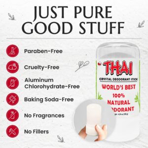 2-PACK Thai Crystal Deodorant Salt Stone - Clinically Tested, Dermatologist Approved - Natural Unscented for Women Men & Teens