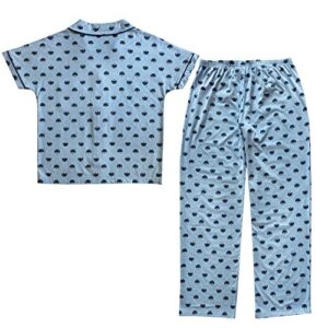 Sesame Street Women's Two Piece Button Down Short Sleeve Sleep Shirt with Notched Collar and Pull On Pants, Cookie Monster, X-Large