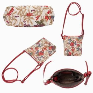 Signare Tapestry Small Crossbody Bag Sling Bag for Women with Flower Meadow Design