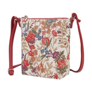 Signare Tapestry Small Crossbody Bag Sling Bag for Women with Flower Meadow Design