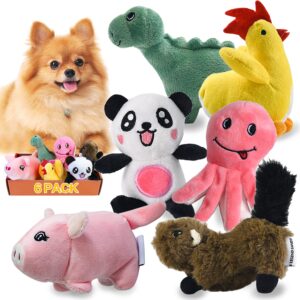 legend sandy squeaky plush dog toy pack for puppy, small stuffed puppy chew toys 6 dog toys bulk with squeakers, cute soft pet toy for small medium size dogs