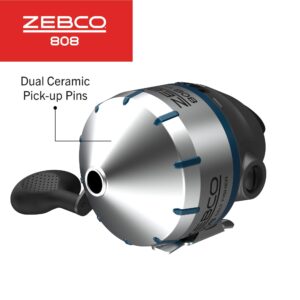 Zebco 808 Saltwater Spincast Fishing Reel, Stainless Steel Reel Cover with ABS Insert, Quickset Anti-Reverse and Bite Alert, Pre-spooled with 20-Pound Cajun Fishing Line, Clam Pack, Silver