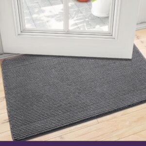 DEXI Door Mat Entryway Doormat Front Entrance Non-Slip Low Profile Washable for Inside Entry 19.5"x31.5",Grey