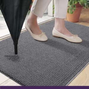 DEXI Door Mat Entryway Doormat Front Entrance Non-Slip Low Profile Washable for Inside Entry 19.5"x31.5",Grey