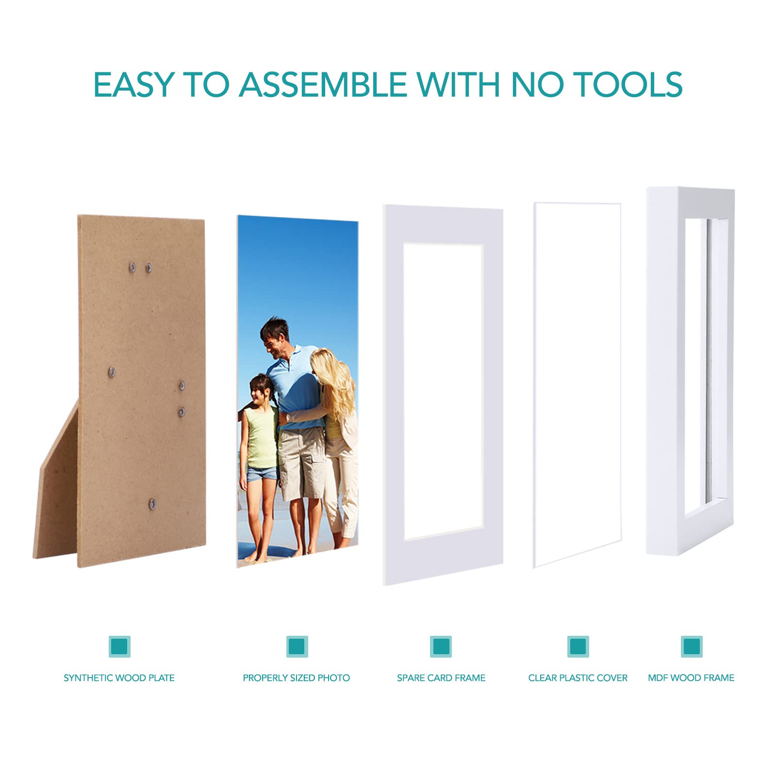 TWING 5x7 Picture Frame White Displays 4x6 Photo Frame with Mat or 5x7 Inch Without Mat,Made of Plexiglass, MDF Wood, Table Top Display and Wall Mounting, Ideal Gift to Family and Friends