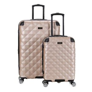 kenneth cole reaction diamond tower collection lightweight hardside expandable 8-wheel spinner travel luggage, rose champagne, 2-piece set (20" & 28")