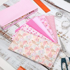 10 Pieces 20 x 20 Inch Cotton Fabric Quilting Floral Patchwork Pink Fabric Square Bundles Fabric for Sewing DIY Crafts Handmade Bags Clothing, Various Patterns