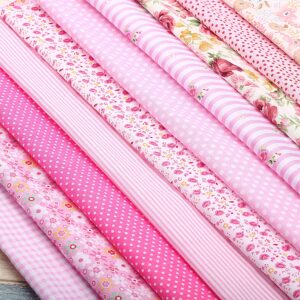 10 Pieces 20 x 20 Inch Cotton Fabric Quilting Floral Patchwork Pink Fabric Square Bundles Fabric for Sewing DIY Crafts Handmade Bags Clothing, Various Patterns