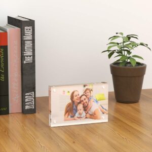 AITEE 4x6 Acrylic Picture Frames 3 Pack, 20% Thicker Block, Clear Picture Frames Freestanding Double Sided Magnetic Acrylic Lucite Frameless Transparent Square Frame Gift for Desktop Display