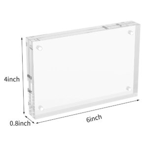 AITEE 4x6 Acrylic Picture Frames 3 Pack, 20% Thicker Block, Clear Picture Frames Freestanding Double Sided Magnetic Acrylic Lucite Frameless Transparent Square Frame Gift for Desktop Display