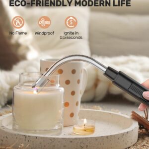 RONXS Lighter Electric Lighter, Candle Lighters USB Rechargeable Arc Lighter with Hanging Hook, LED Battery Display Long Lighters for Candle Grill BBQ Home Outdoor