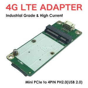 EXVIST 4G LTE Industrial Mini PCIe to USB Adapter USB(4PIN PH2.0) Connector W/SIM Card Slot for WWAN/LTE 3G/4G Module Suitable for M2M & IoT Applications Like Raspberry Pi Industrial Router IP Camera