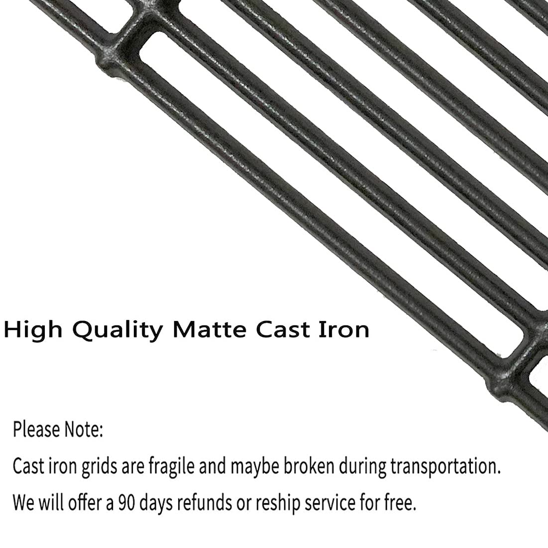 Votenli C6161C (3-Pack) 16 4/9'' Cast Iron Grid Grates for Dyna Glo DGF493BNP, DGH474CRP, for Backyard Grill Parts BY13-101-001-12, Kenmore 146.23678310, 146.23681310, Uniflame Grill GBC1030WRS