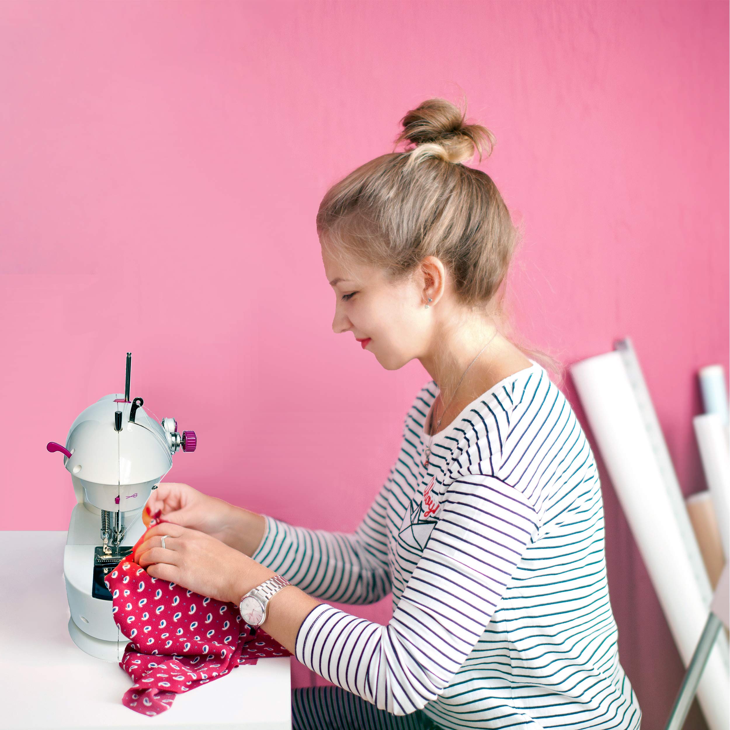 Sew Mighty, The Original Portable Sewing Machines - Perfect for Kids, Travel, Quick Repairs & Small Projects - Dual Speed, Battery & AC Power, Foot Pedal Controller & More (Mighty Mini Kit)