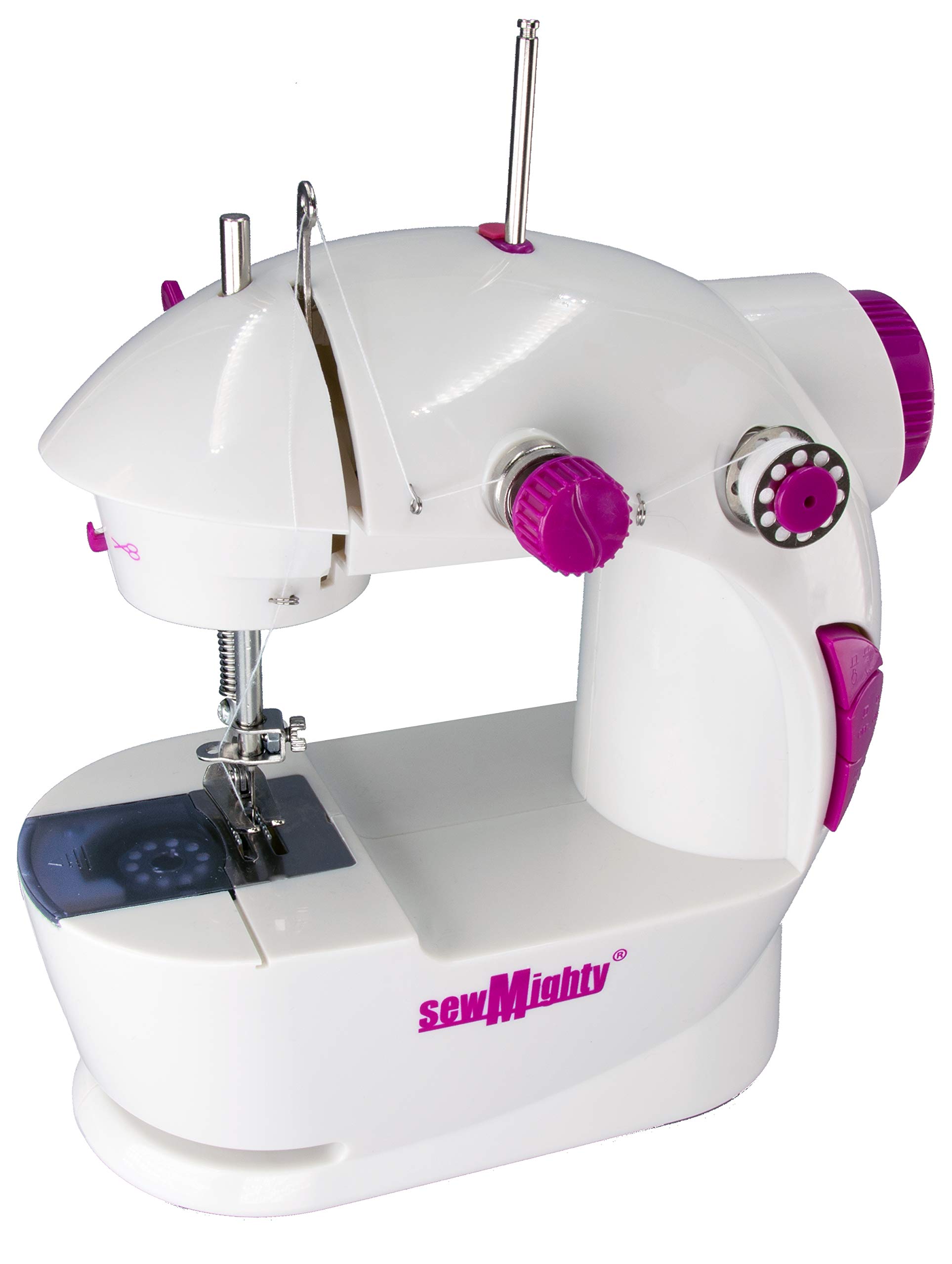 Sew Mighty, The Original Portable Sewing Machines - Perfect for Kids, Travel, Quick Repairs & Small Projects - Dual Speed, Battery & AC Power, Foot Pedal Controller & More (Mighty Mini Kit)