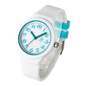 top plaza womens white silicone analog quartz wrist watches fashion casual colorful sport rubber jelly watch with classic arabic numerals