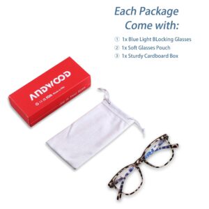 ANDWOOD Blue Light Blocking Glasses Women Men Computer Small Face Frame Bluelight Blocker Teens Square Frame Leopard