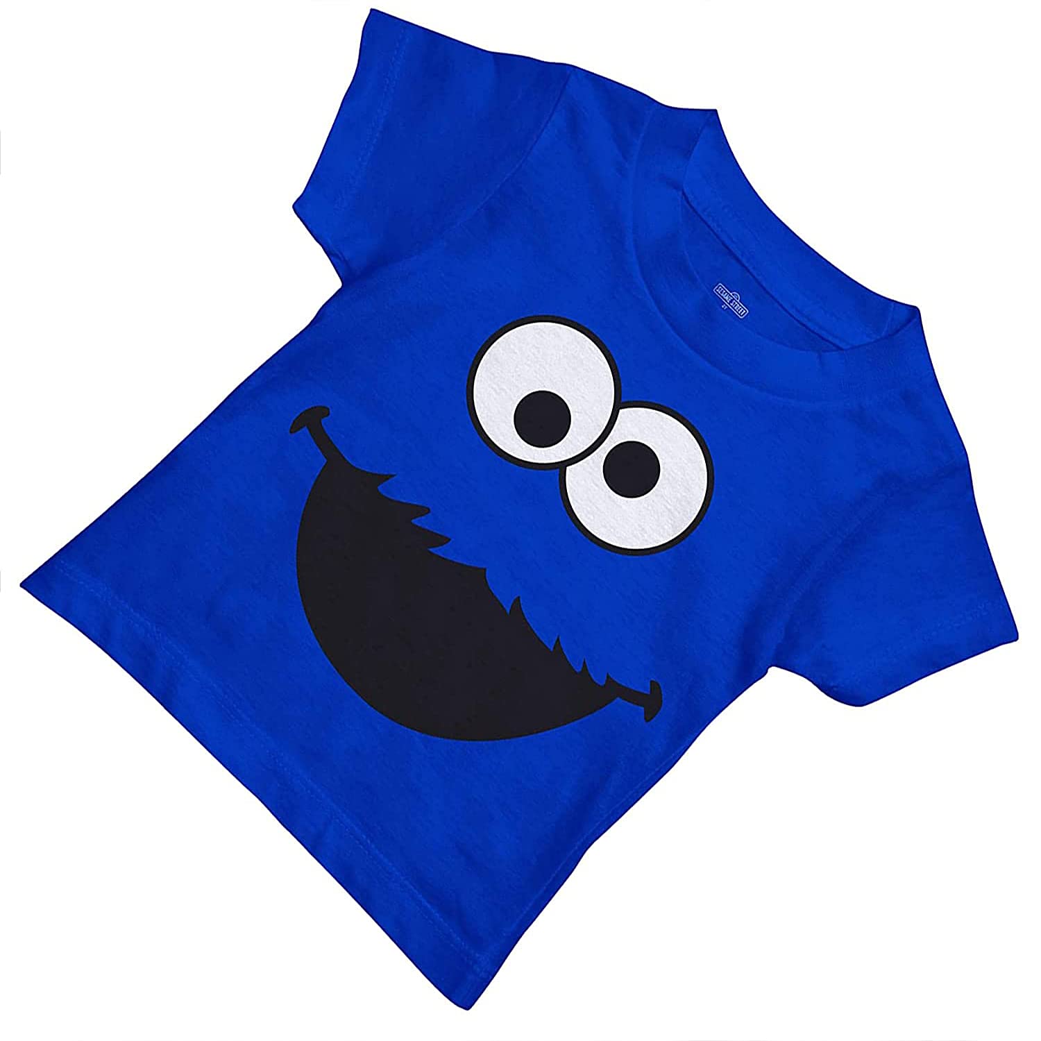 Sesame Street Short Sleeve T-Shirt Short Sleeve Tee - Elmo & Cookie Monster Big Face Tee (Cookie Monster, 3T)