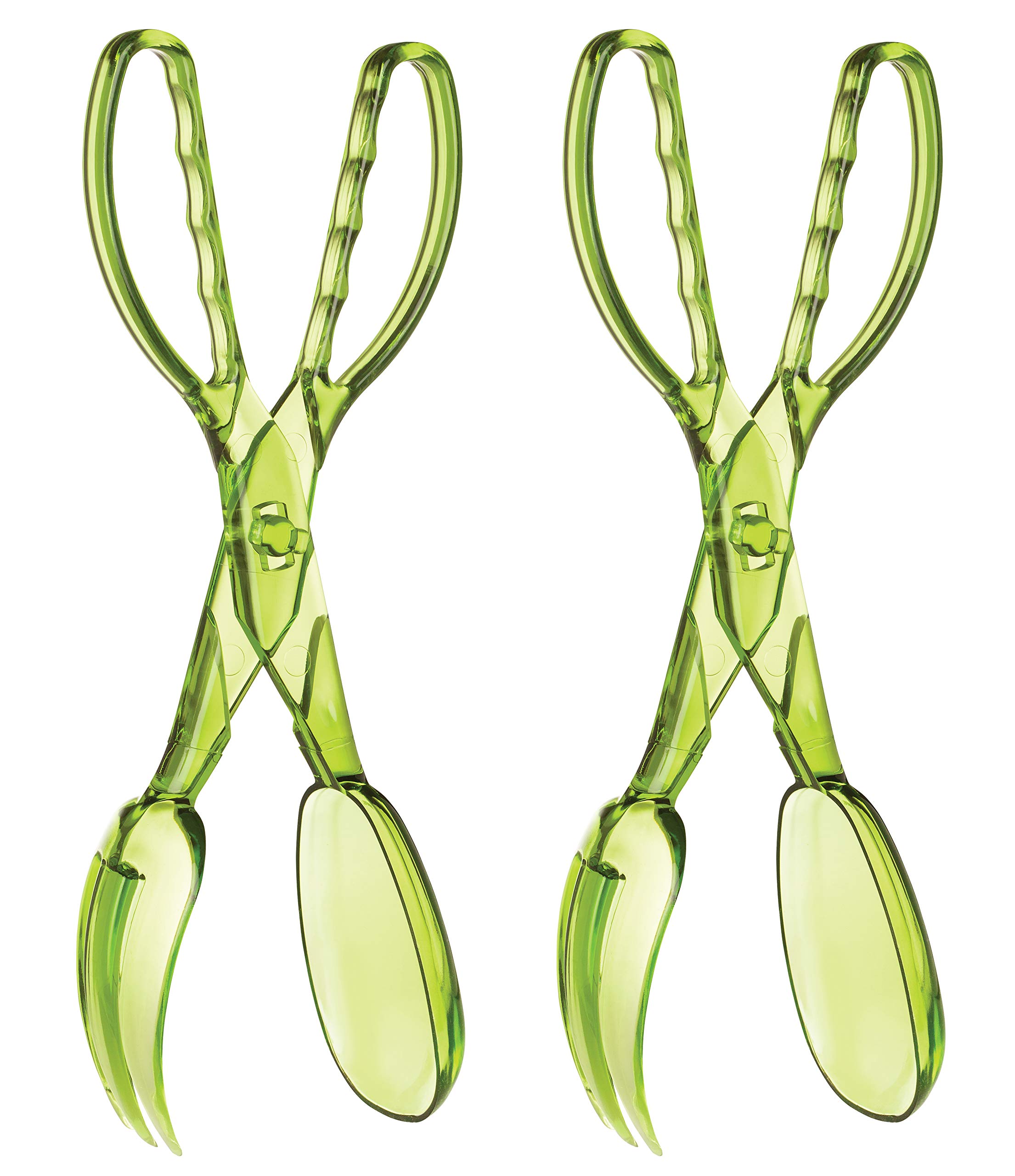 HIC Kitchen Salad Tongs, Hinged Design, Detachable Fork and Spoon, Set of 2