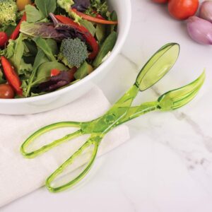 HIC Kitchen Salad Tongs, Hinged Design, Detachable Fork and Spoon, Set of 2