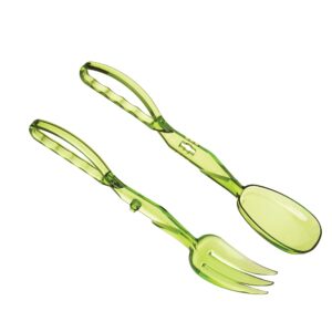 HIC Kitchen Salad Tongs, Hinged Design, Detachable Fork and Spoon, Set of 2