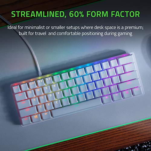 Razer Huntsman Mini 60% Gaming Keyboard: Fast Keyboard Switches - Linear Optical Switches - Chroma RGB Lighting - PBT Keycaps - Onboard Memory - Mercury White