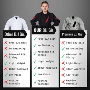 Elite Sports Kids BJJ GI, Youth IBJJF Children’s Brazilian Jiujitsu Gi kimono W/Preshrunk Fabric & Free Belt (Black, 0)