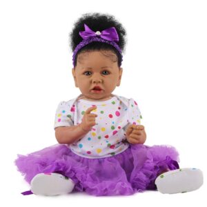 hoomai lifelike reborn baby dolls with soft body african american realistic girl doll 22.8 inch best birthday gift set