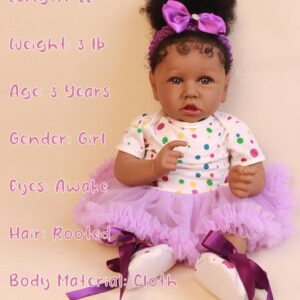 HOOMAI Lifelike Reborn Baby Dolls with Soft Body African American Realistic Girl Doll 22.8 Inch Best Birthday Gift Set